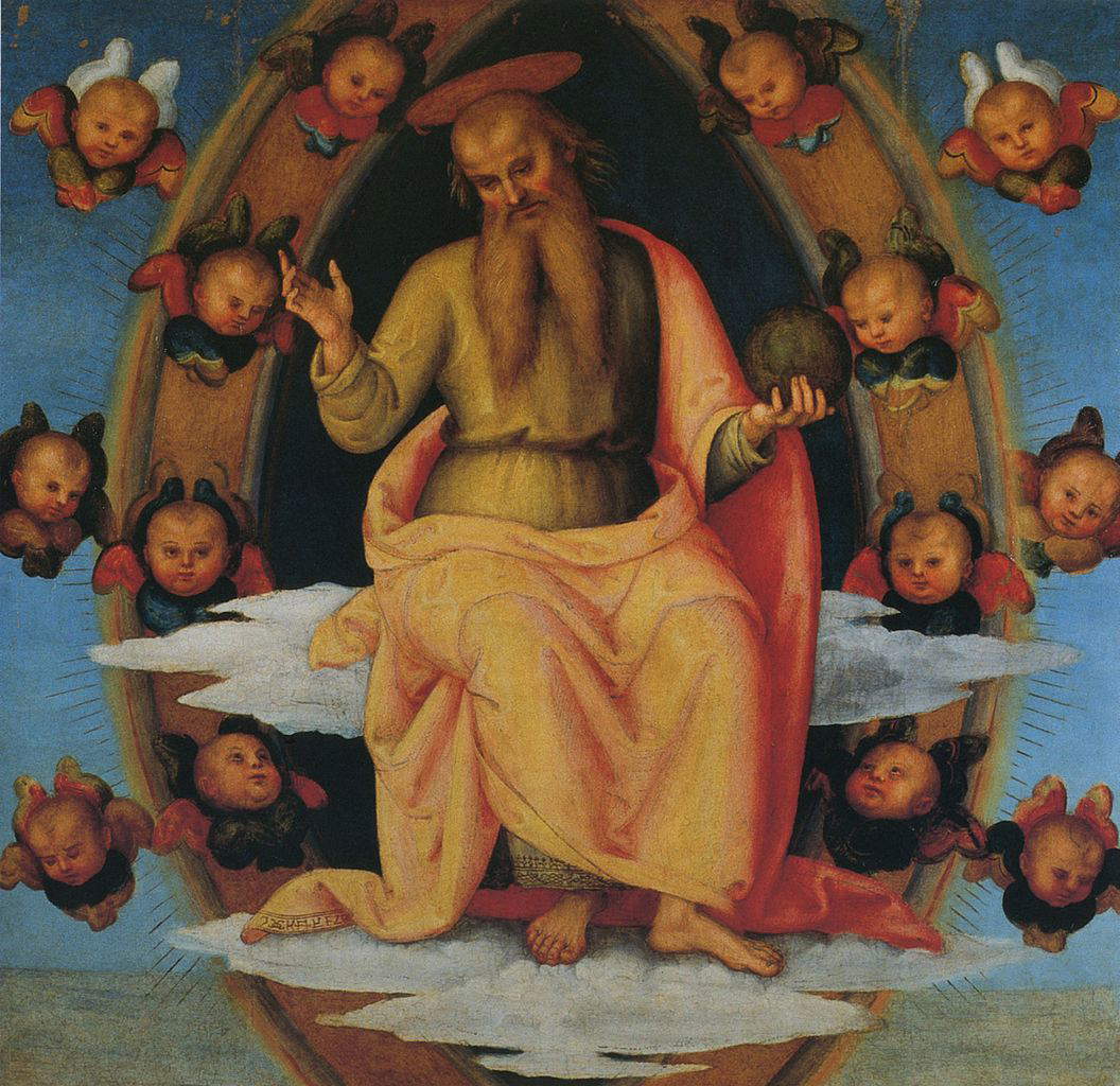 Perugino, Eterno benedicente (1513-1523; tavola, 145 x 140 cm; Perugia, Galleria Nazionale dell'Umbria)