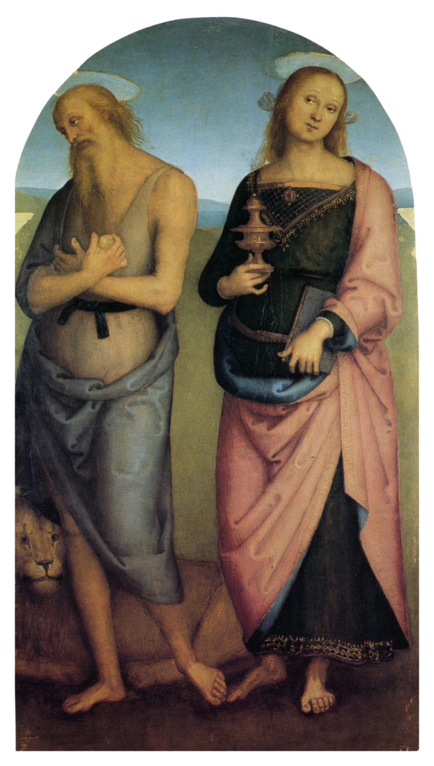 Perugino, Santi Girolamo e Maria Maddalena (1513-1523; tavola, 174 x 95 cm; Perugia, Galleria Nazionale dell'Umbria