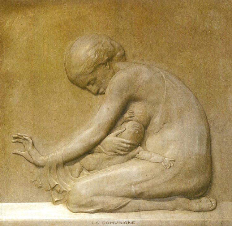 Arrigo Minerbi, The Communion (1921; marble; Ferrara, former Arcispedale Sant'Anna)