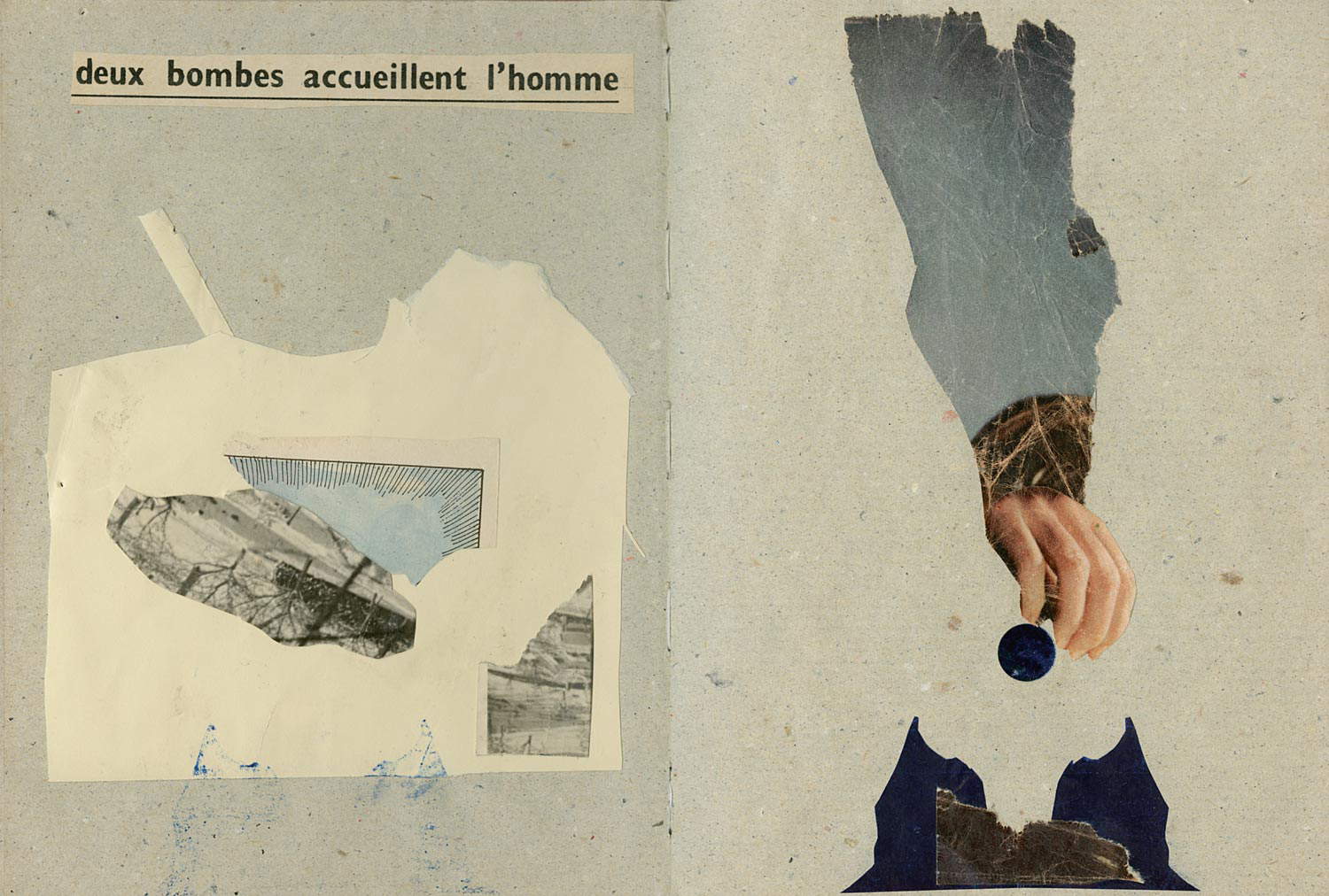 Bertrand Mandico, Deux bombes accueillent l'homme (2014; collage and ink). Courtesy of the artist