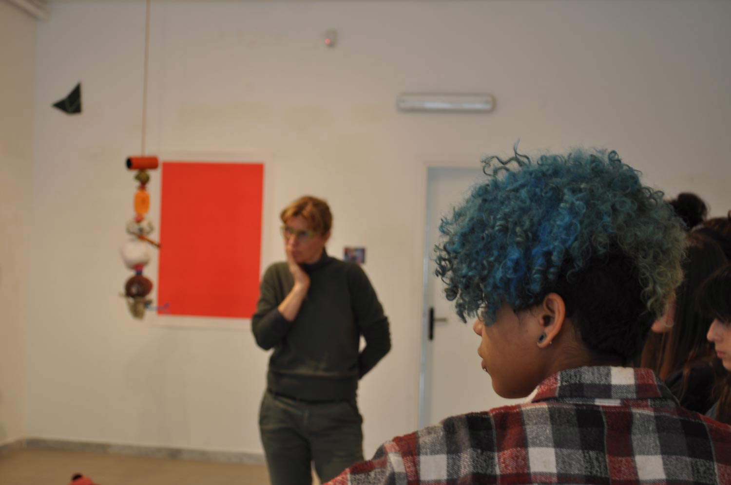 Meeting with students from LAS High School of Art, during the installation of the exhibition Between the Studio, 2015
