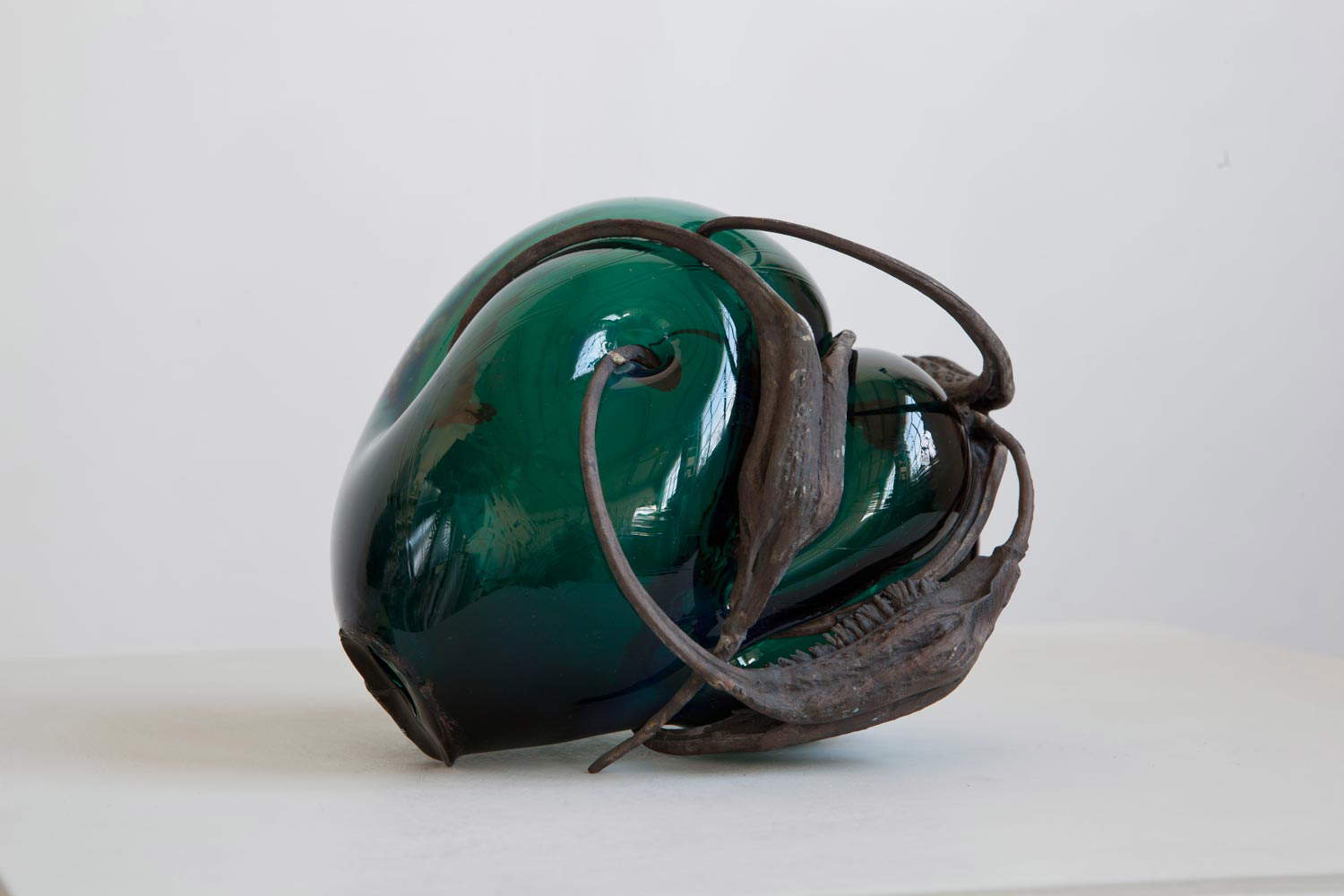 Silvia Vendramel, Soffio#13 (2014; glass blown inside Proboscidea fruits cast in bronze, 15 x 17 x 14 cm). Photo: Nicola Belluzzi