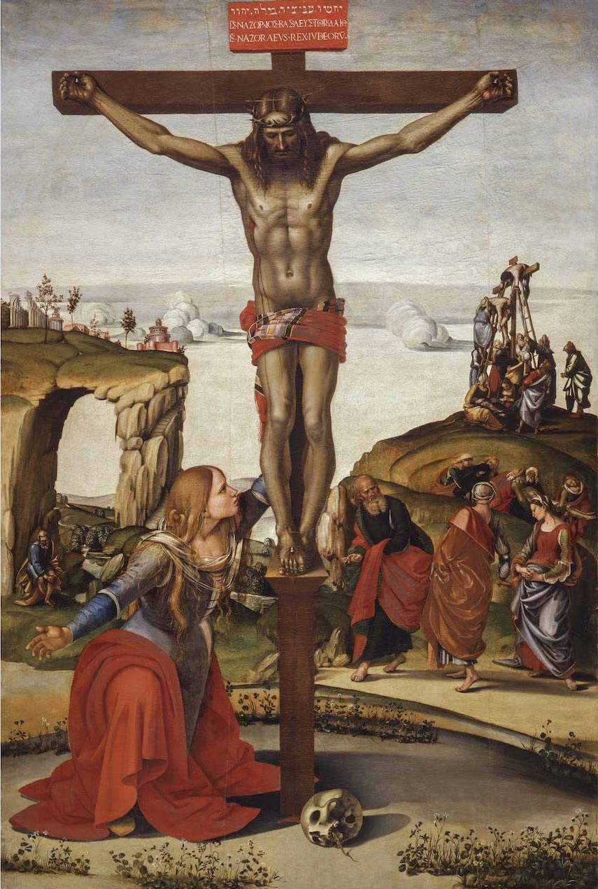 Luca Signorelli, Crocifissione con santa Maria Maddalena (1490-1498 circa; olio su tela, 247 x 165 cm; Firenze, Gallerie degli Uffizi) Luca Signorelli, Crocifissione con santa Maria Maddalena (1490-1498 circa; olio su tela, 247 x 165 cm; Firenze, Gallerie degli Uffizi)