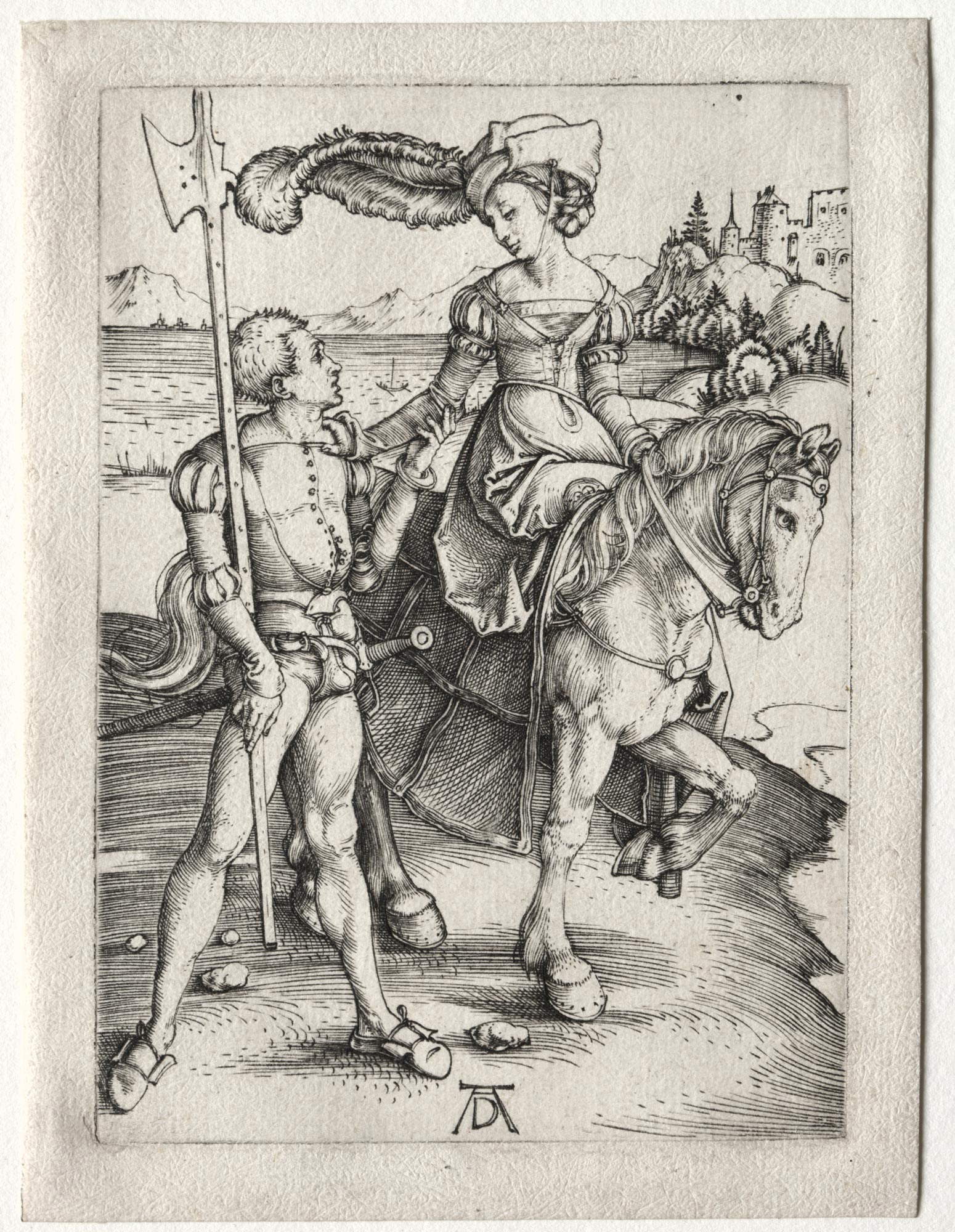 Albrecht Dürer, Dame et Lansquenet (vers 1497 ; gravure ; Cleveland, Cleveland Museum of Art) Albrecht Dürer, Dame et Lansquenet (vers 1497 ; gravure ; Cleveland, Cleveland Museum of Art)