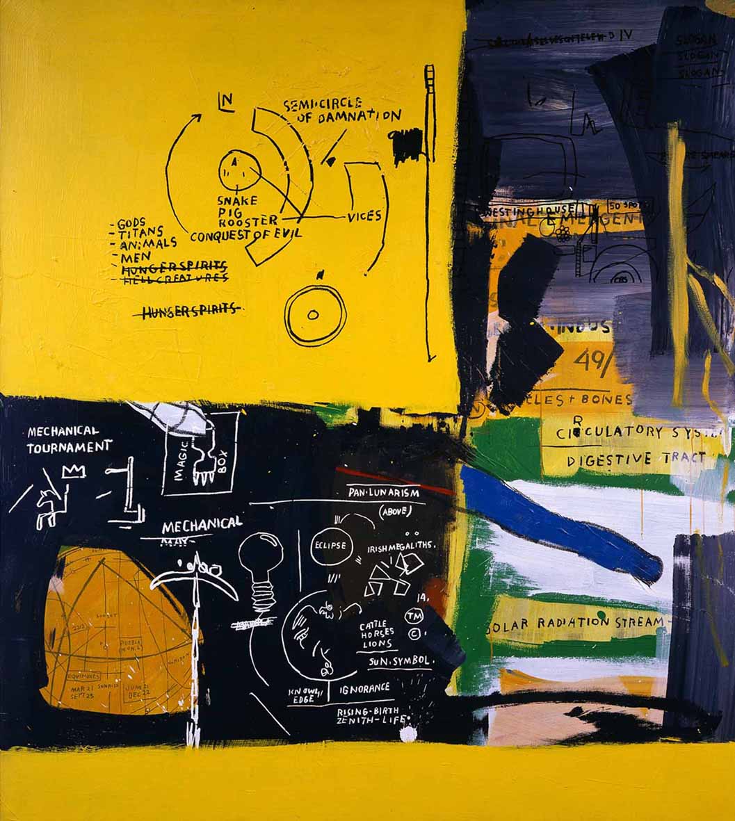 Jean-Michel Basquiat, Sans titre (1984 ; acrylique, pastels gras et sérigraphie sur toile, 223,5 x 198 cm ; Florence, collection Roberto Casamonti)