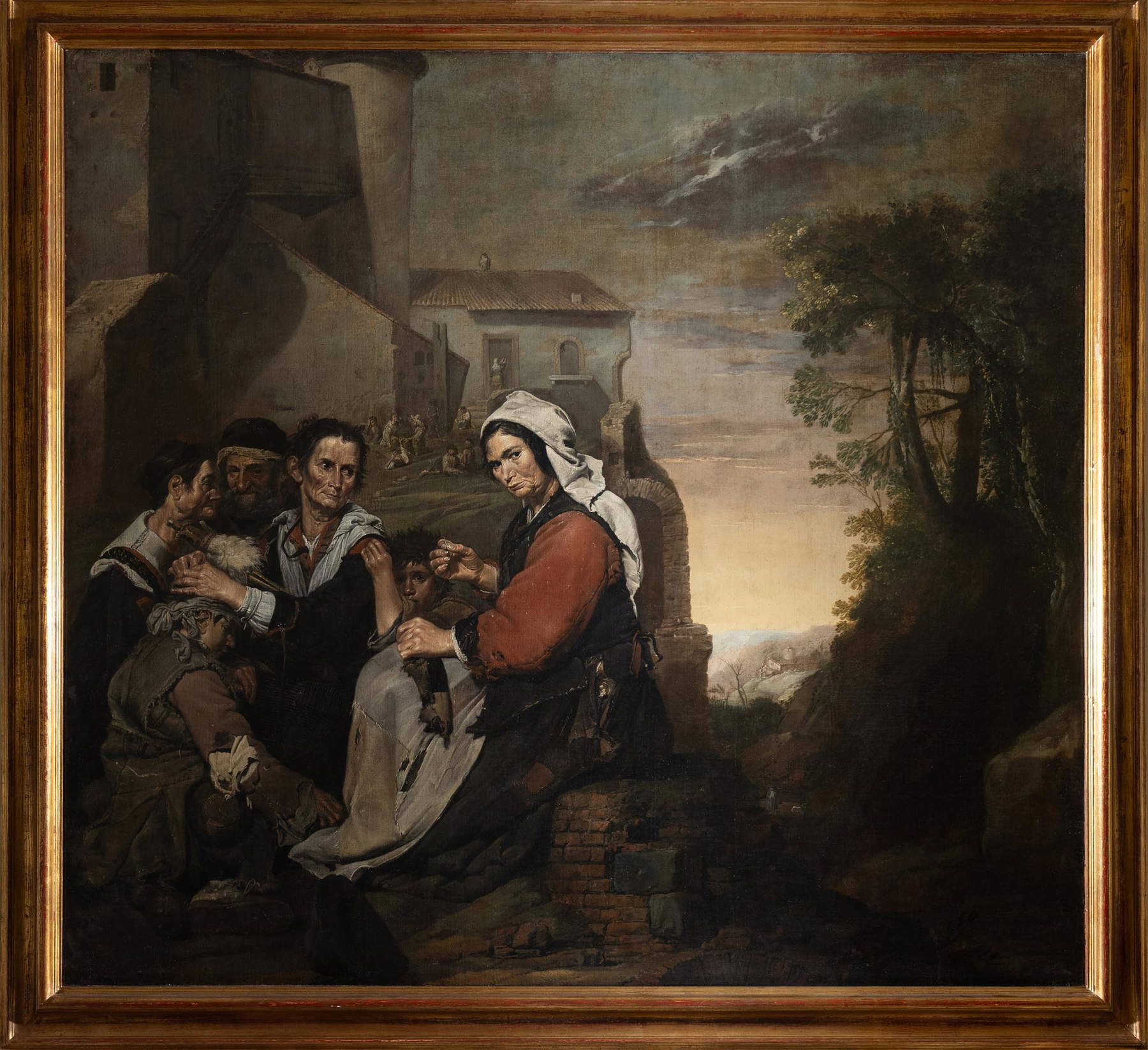 Peintre lombard ou vénitien du XVIIIe siècle, Popolani all'aperto (huile sur toile, 213 x 193 cm) Peintre lombard ou vénitien du XVIIIe siècle, Popolani all'aperto (huile sur toile, 213 x 193 cm)