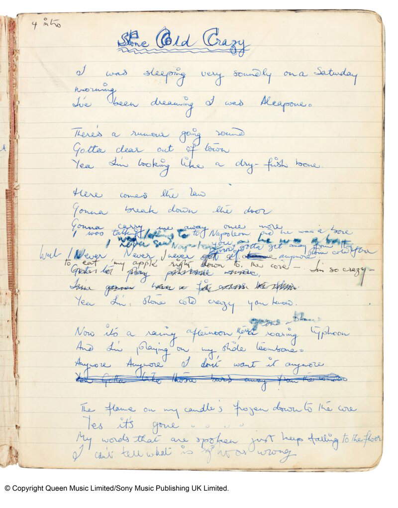 Notebook with words for songs Notebook with words for songs