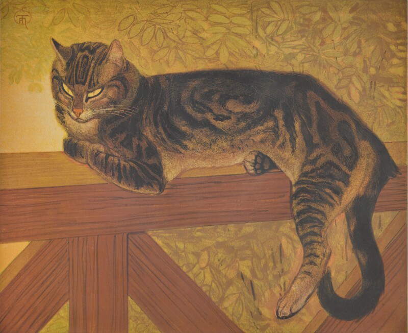 Théophile-Alexandre Steinlne, L'été, chat sur une balustrade (1909; lithograph on paper, 489 x 585 mm) Théophile-Alexandre Steinlne, L'été, chat sur une balustrade (1909; lithograph on paper, 489 x 585 mm)