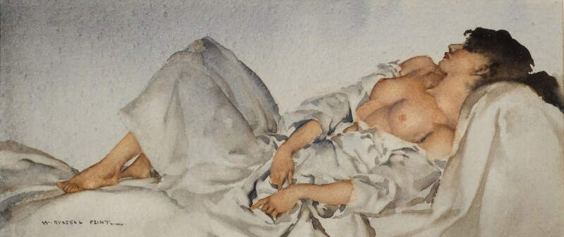 William Russell Flint, Cecilia Poses as Poet Robert Herrick's Julia (1964; watercolor, 100 x 240 mm) William Russell Flint, Cecilia Poses as Poet Robert Herrick's Julia (1964; watercolor, 100 x 240 mm)