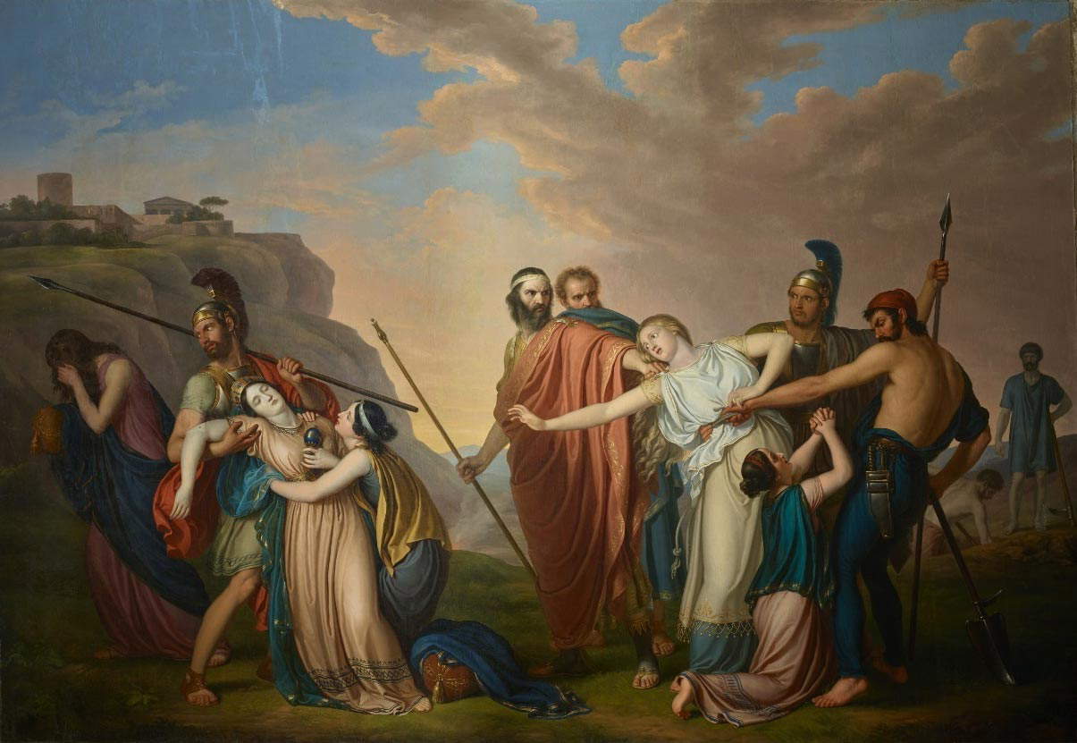 Giuseppe Diotti, Antigone condannata a morte da Creonte (1845; olio su tela, 275 x 375 cm; Bergamo, Accademia Carrara) Giuseppe Diotti, Antigone condannata a morte da Creonte (1845; olio su tela, 275 x 375 cm; Bergamo, Accademia Carrara)