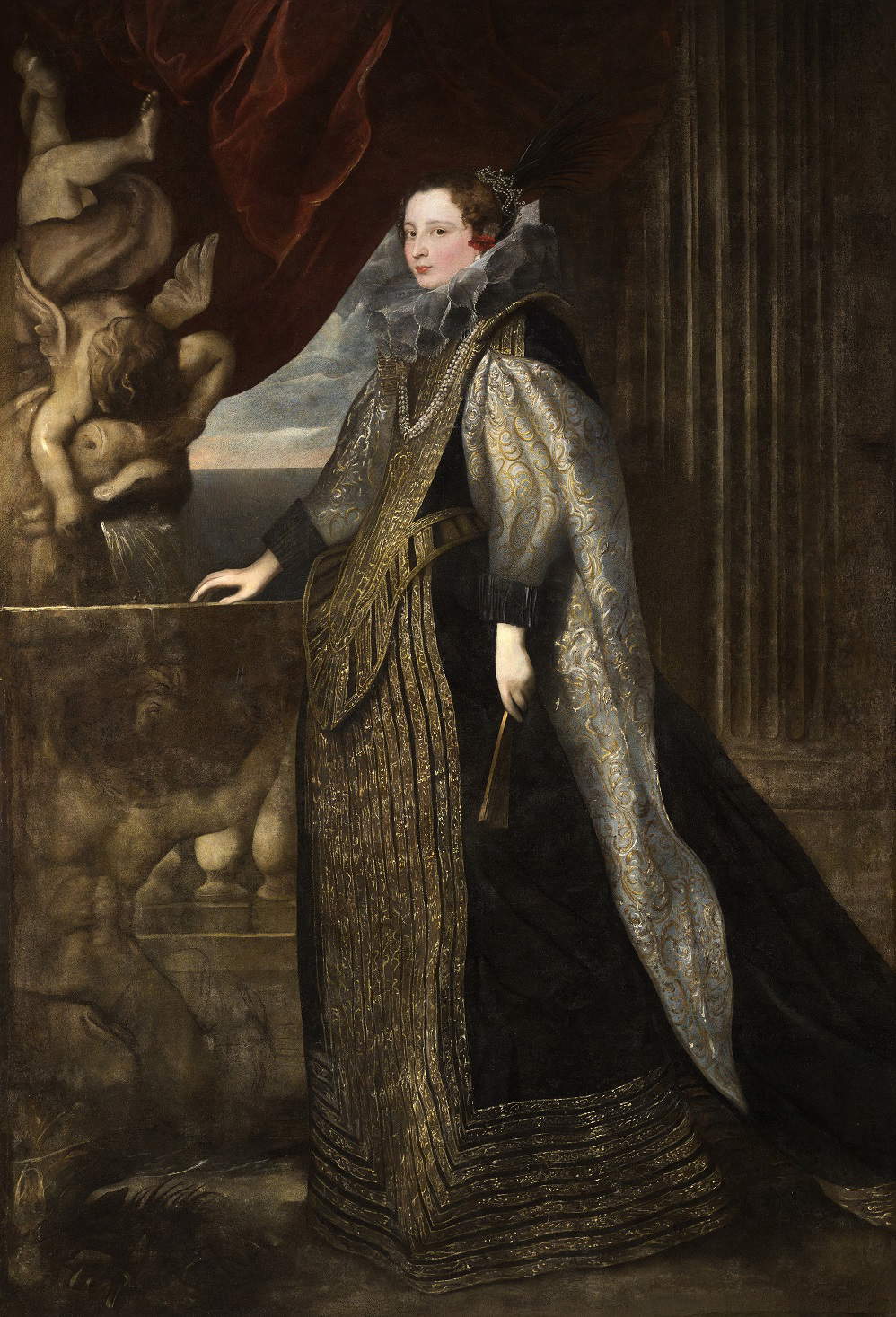 Anton van Dyck, Portrait de Caterina Balbi Durazzo (huile sur toile, 220,2 x 149 cm ; Gênes, Palazzo Reale)