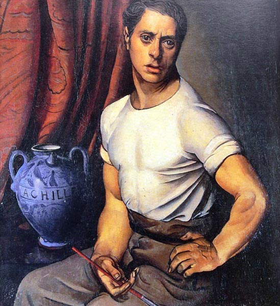 Selbstbildnis mit einem blauen Krug (1920; Öl auf Leinwand; Genua, Palazzo Ducale)