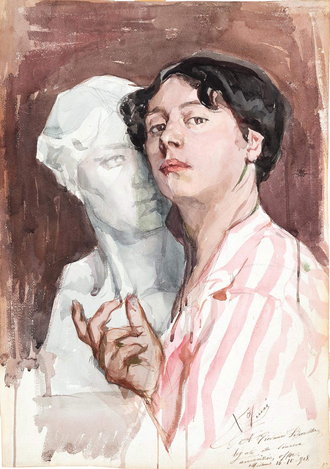 Achille Funi, Selbstporträt (16. Oktober 1908; Mischtechnik auf Papier, 60 x 44 cm; Privatsammlung) Achille Funi, Selbstporträt (16. Oktober 1908; Mischtechnik auf Papier, 60 x 44 cm; Privatsammlung)