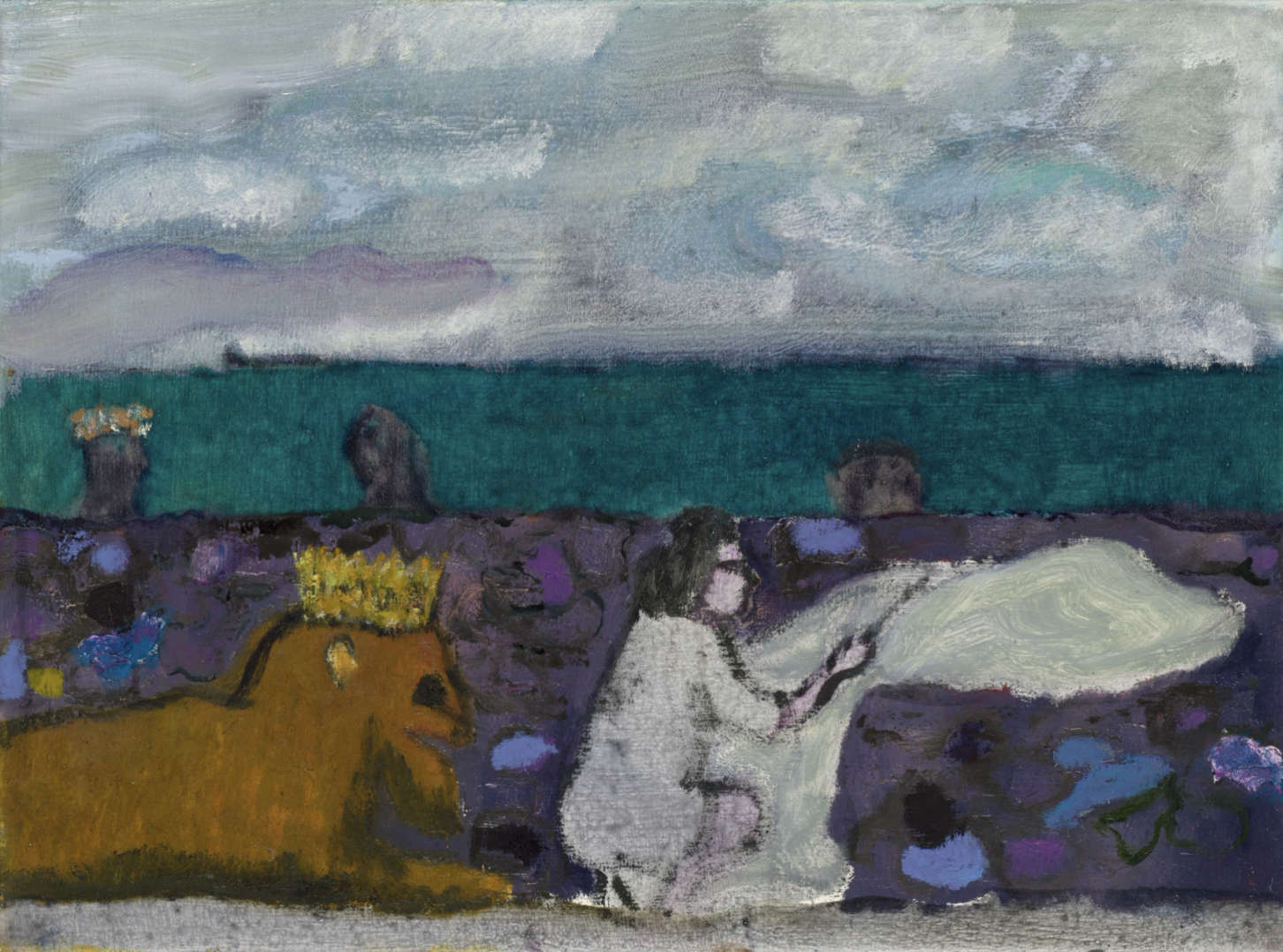 Peter Doig, Painting a cloud on a wall (2015; oil on canvas, 43 x 58.5 cm)