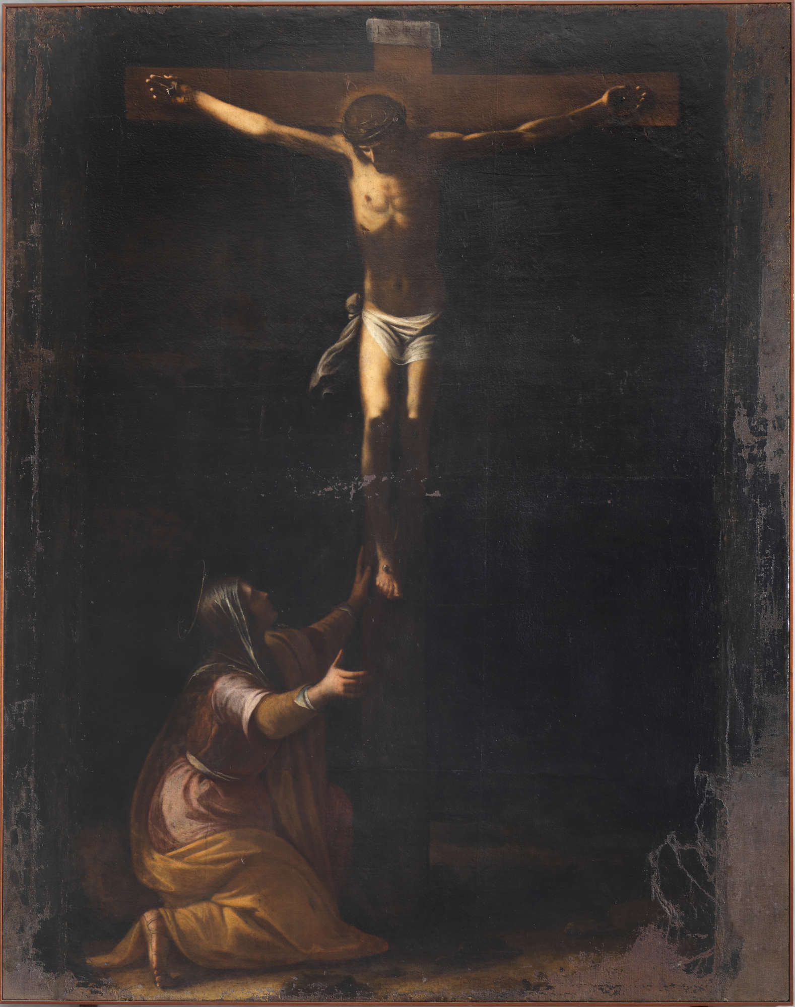 Mario Minniti, Christ crucifié et Marie-Madeleine (huile sur toile, 258 × 205 cm ; Messine, musée régional) Mario Minniti, Christ crucifié et Marie-Madeleine (huile sur toile, 258 × 205 cm ; Messine, musée régional)