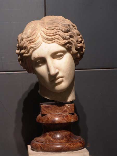 Arte romano (a partir de un original griego), Cabeza de amazona (mármol; Roma, Musei Capitolini, inv. MC1091) Arte romano (a partir de un original griego), Cabeza de amazona (mármol; Roma, Musei Capitolini, inv. MC1091)