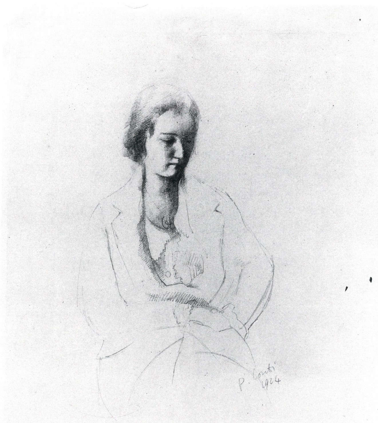 Primo Conti, Ritratto (Harry Quien) (1924; matita su carta avorio, 28,8 x 20 cm; Fiesole, Fondazione Conti)
