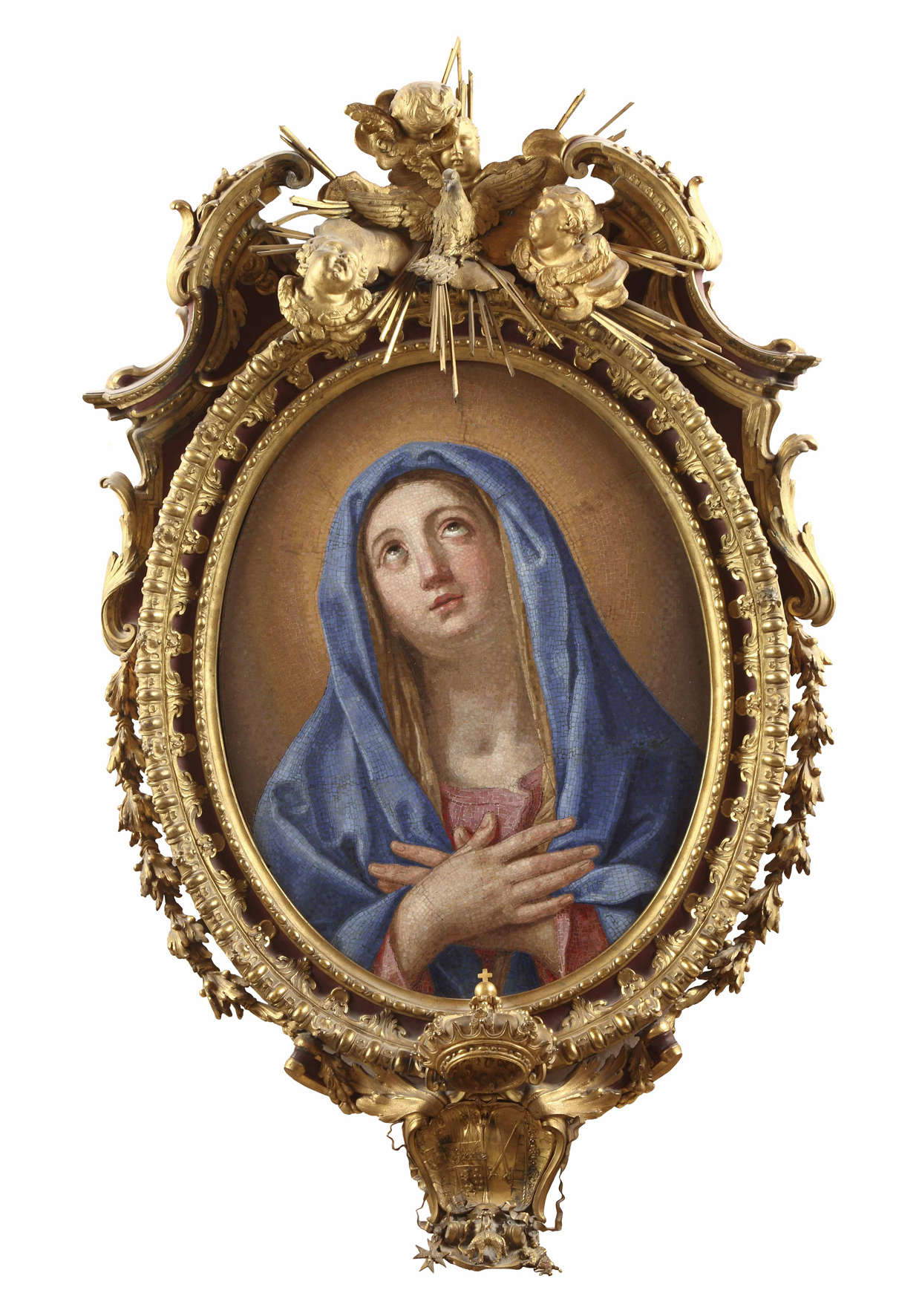Pietro Paolo Cristofari, La Vierge Marie (1738 ; mosaïque, 65 x 50 cm ; Madrid, Galerie des collections royales)