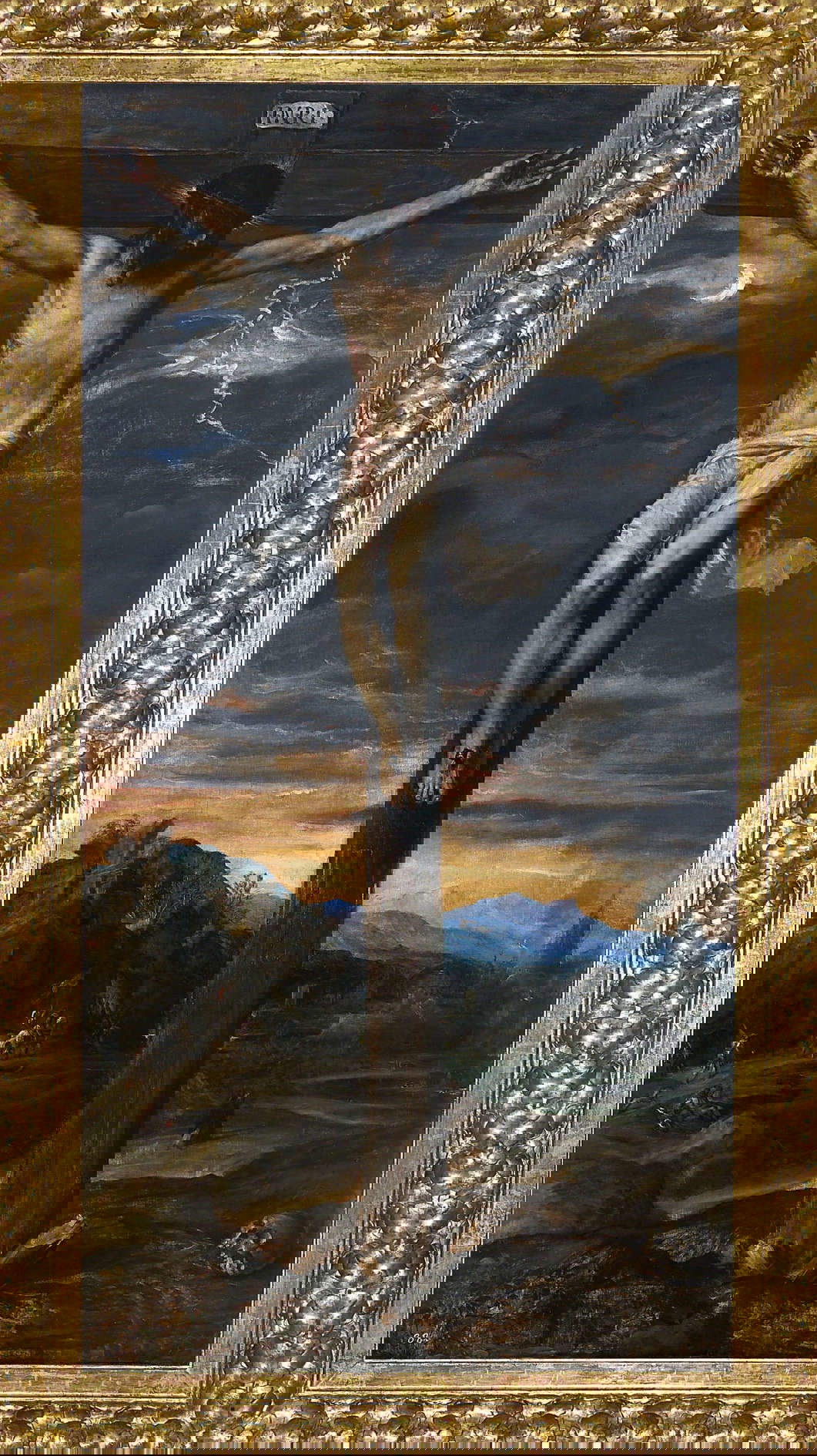 Titien, Christ crucifié (vers 1565 ; huile sur toile, 219 x 111 cm ; Madrid, Galerie des collections royales)