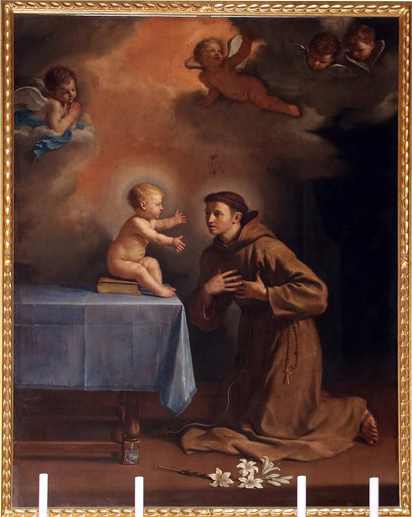 Guercino, Saint Anthony of Padua with the Child Jesus (1651; oil on canvas; San Giovanni in Persiceto, Collegiate Church of San Giovanni Battista)