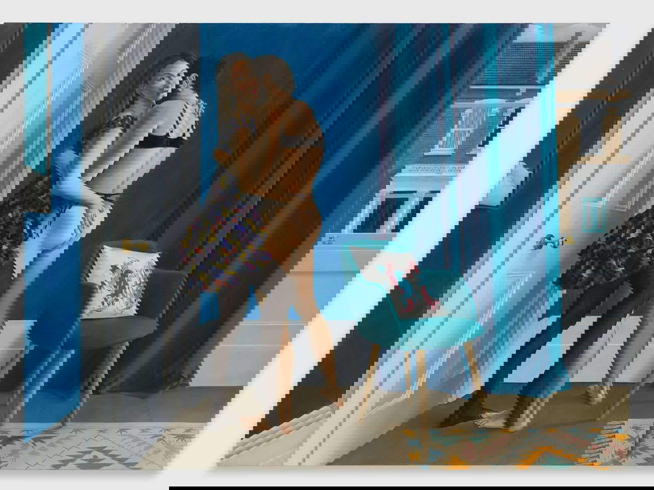 Patrizio Di Massimo, Una habitación azul (2021; óleo sobre lino, 170 x 230 cm). Foto: Mark Blower