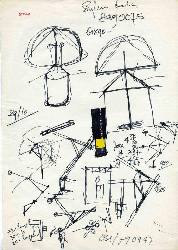 Vico Magistretti, Projet pour la lampe Atollo (1977). Photo: Archives Magistretti