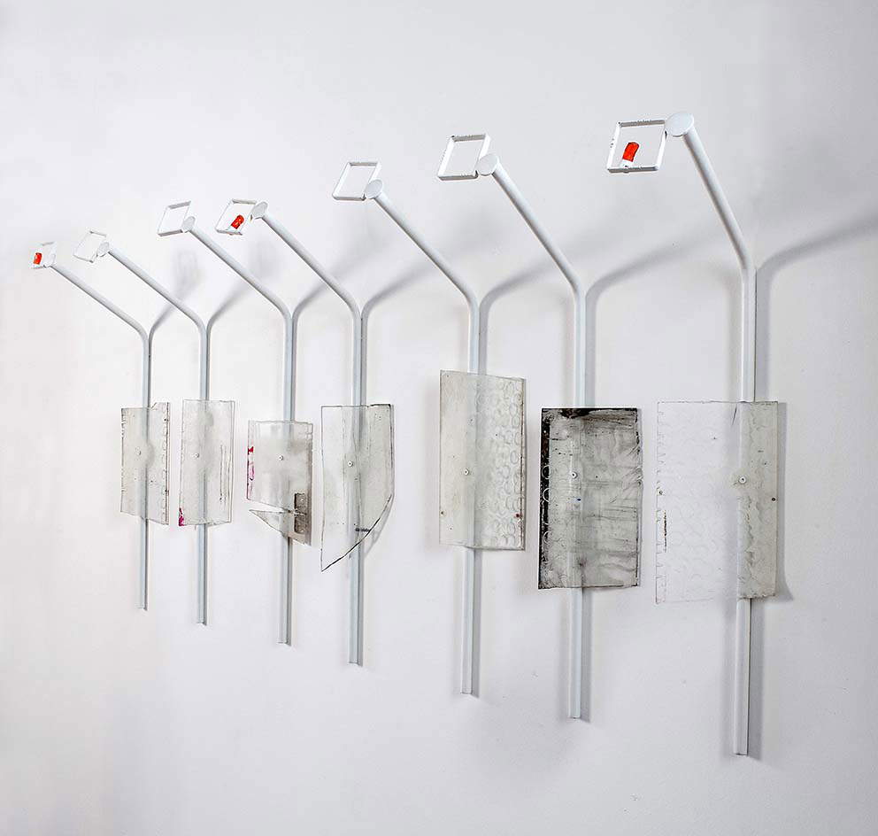 Valdi Spagnulo, Crowd of Souls (2014; painted iron, colored Plexiglas, pigmented and treated installation variable sizes). Photo: A. Valentini