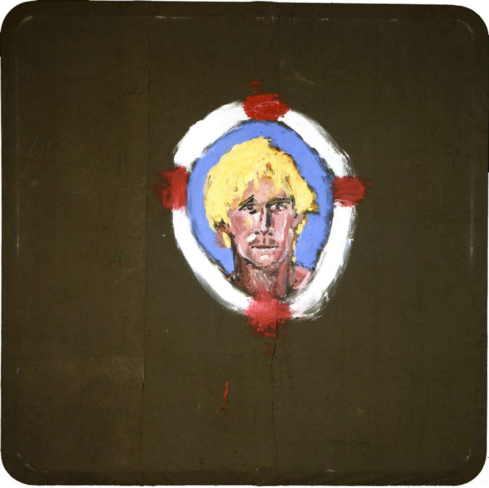 Julian Schnabel, Version von Chuck 12 (2003; Öl auf gewachster Leinwand, 182,9 x 182,9 cm). Präsentiert von Sperone Westwater