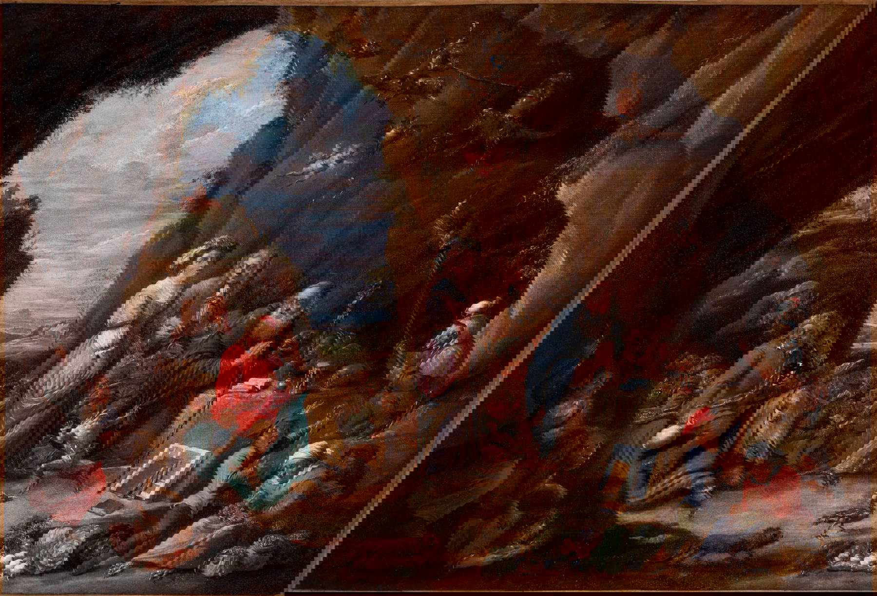 Mattheus van Helmont, Die Versuchungen des Heiligen Antonius (Öl auf Leinwand, 57,5 x 83,5 cm). Präsentiert von Caiati