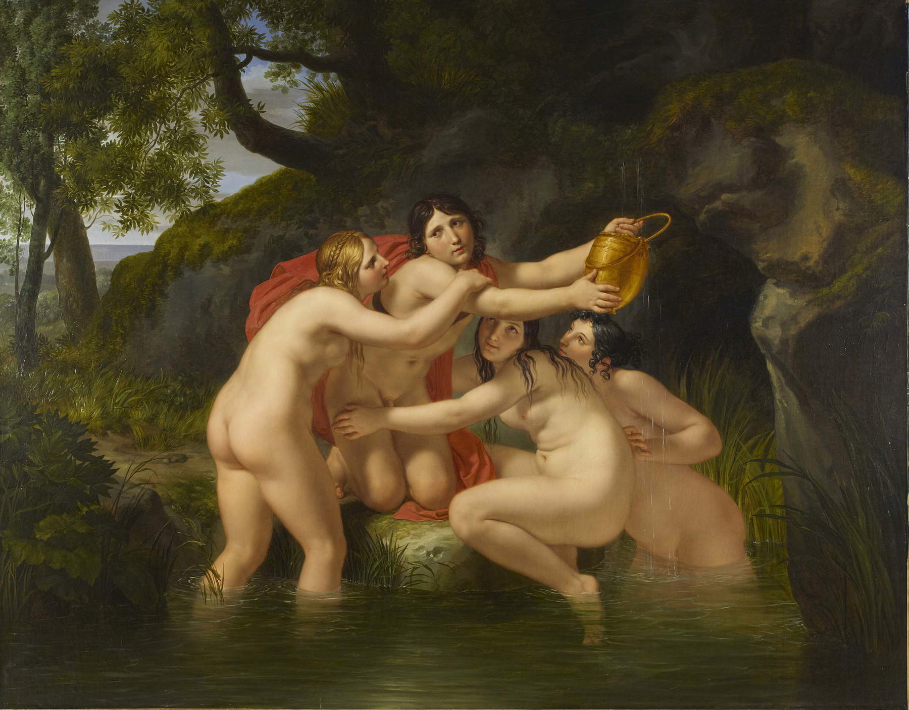 Pelagio Palagi, Die von Nymphen entführte Ila (um 1810; Öl auf Leinwand, 170 x 215 cm). Präsentiert von Orsini Art and Books