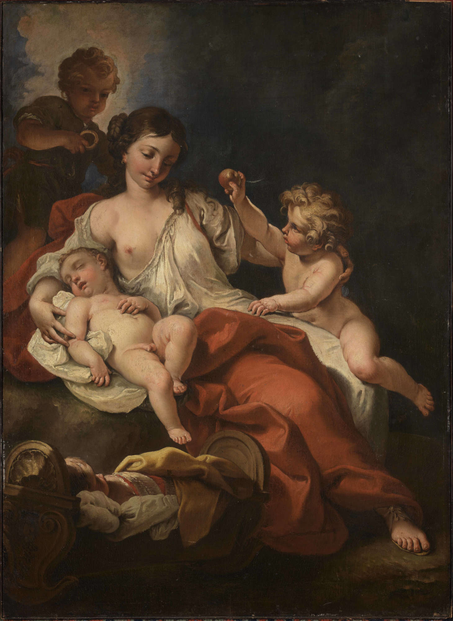 Sebastiano Ricci, Allegorie der Nächstenliebe (Öl auf Leinwand, 150,7 x 109,5 cm). Präsentiert von Antichit&agrave; Nobili