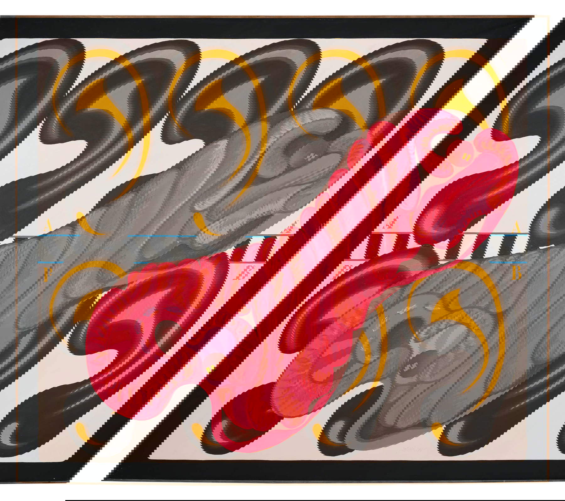 Concetto Pozzati, Have you heard what's going on? (1965; oil on canvas, 175 x 200 cm). Courtesy of the Concetto Pozzati Archive