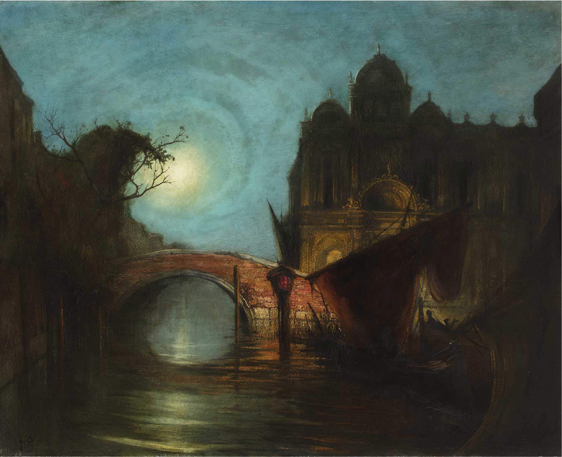 Gennaro Favai, Chiaro di luna (1910 circa; tecnica mista su tavola, 118 x 144 cm; Collezione privata) Gennaro Favai, Chiaro di luna (1910 circa; tecnica mista su tavola, 118 x 144 cm; Collezione privata)