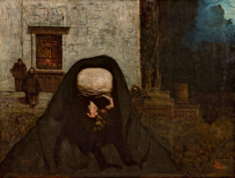 Mario De Maria, I monaci dalle occhiaie vuote (1888; olio su tela, 57,5 x 75 cm; Collezione privata) Mario De Maria, I monaci dalle occhiaie vuote (1888; olio su tela, 57,5 x 75 cm; Collezione privata)