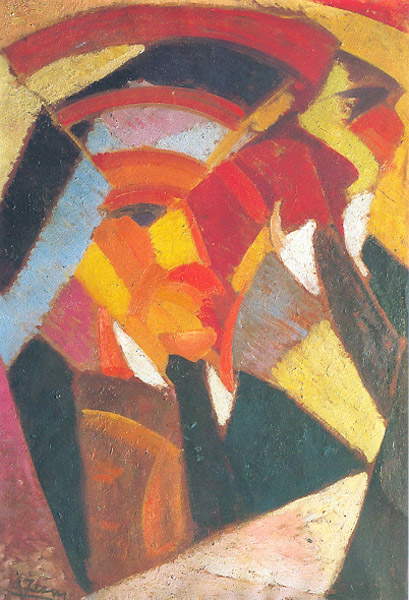 Achille Funi, Figur in chromatischer Tonleiter (1914; Öl auf Leinwand, 80 x 56 cm; Privatsammlung) Achille Funi, Figur in chromatischer Tonleiter (1914; Öl auf Leinwand, 80 x 56 cm; Privatsammlung)