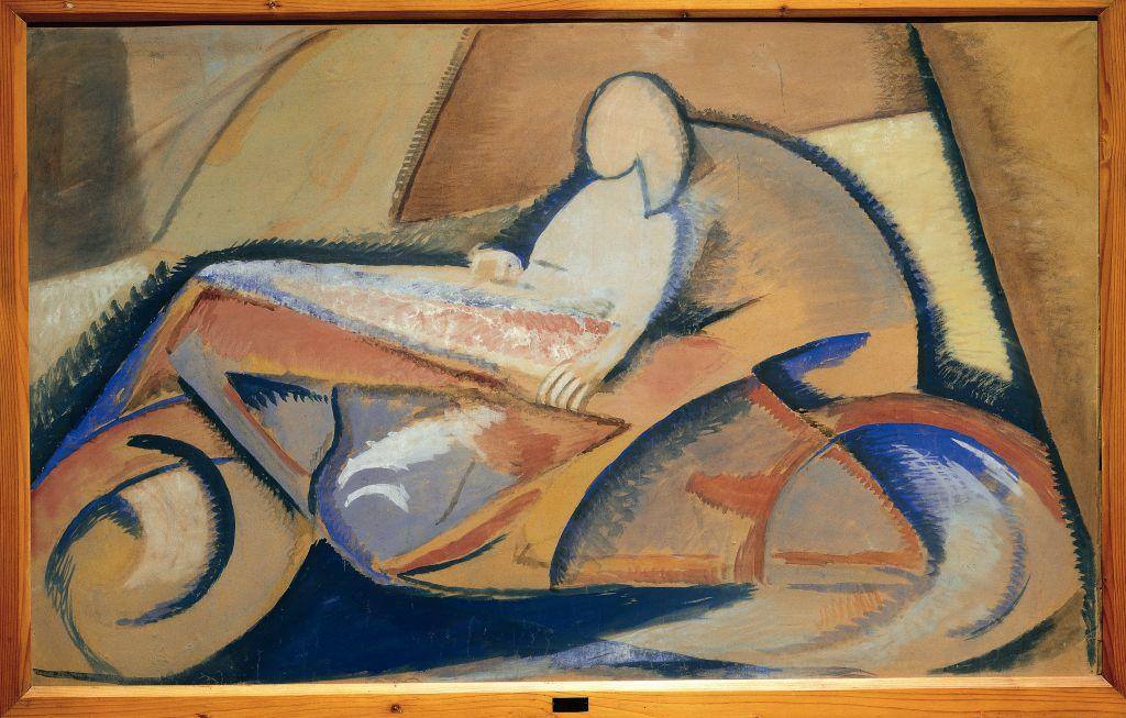 Achille Funi, Der Biker (1914; Tempera auf Karton, 75 x 113 cm; Turin, Privatsammlung) Achille Funi, Der Biker (1914; Tempera auf Karton, 75 x 113 cm; Turin, Privatsammlung)