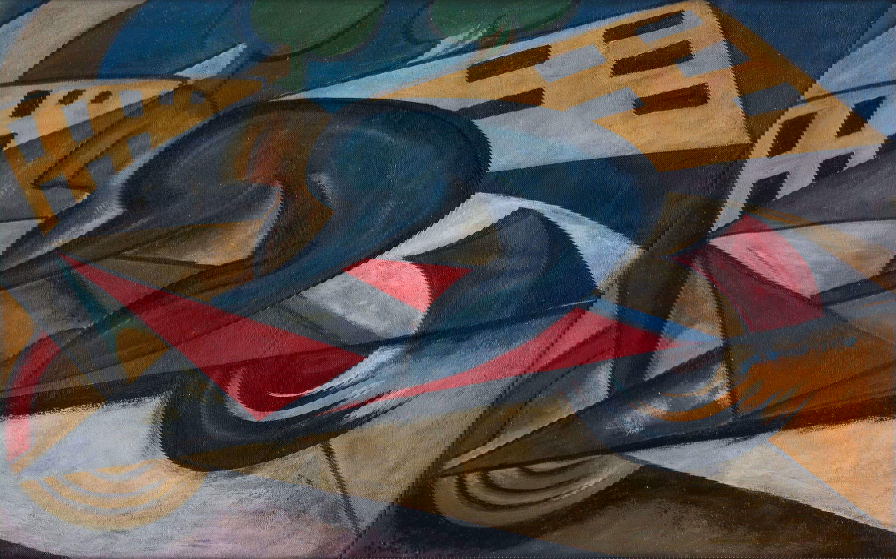 Achille Funi, Motorradfahrer, Illustration für Marinetti. Lust Speed (ca. 1914-1921; Öl auf Leinwand, 35 x 54,5 cm; Privatsammlung) Achille Funi, Motorradfahrer, Illustration für Marinetti. Lust Speed (ca. 1914-1921; Öl auf Leinwand, 35 x 54,5 cm; Privatsammlung)