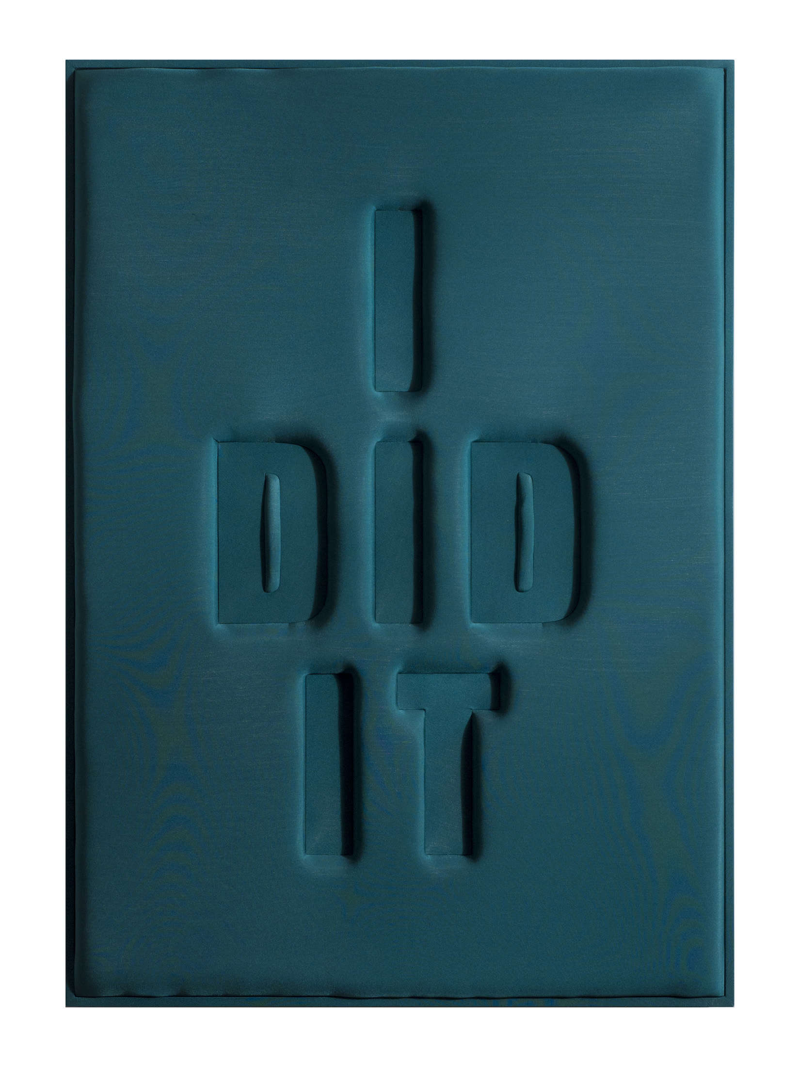 Mario Consiglio, I did it (2016; Lycra und Schaumgummi auf Holz, 102 x 72 cm). Foto: Andrea Adriani