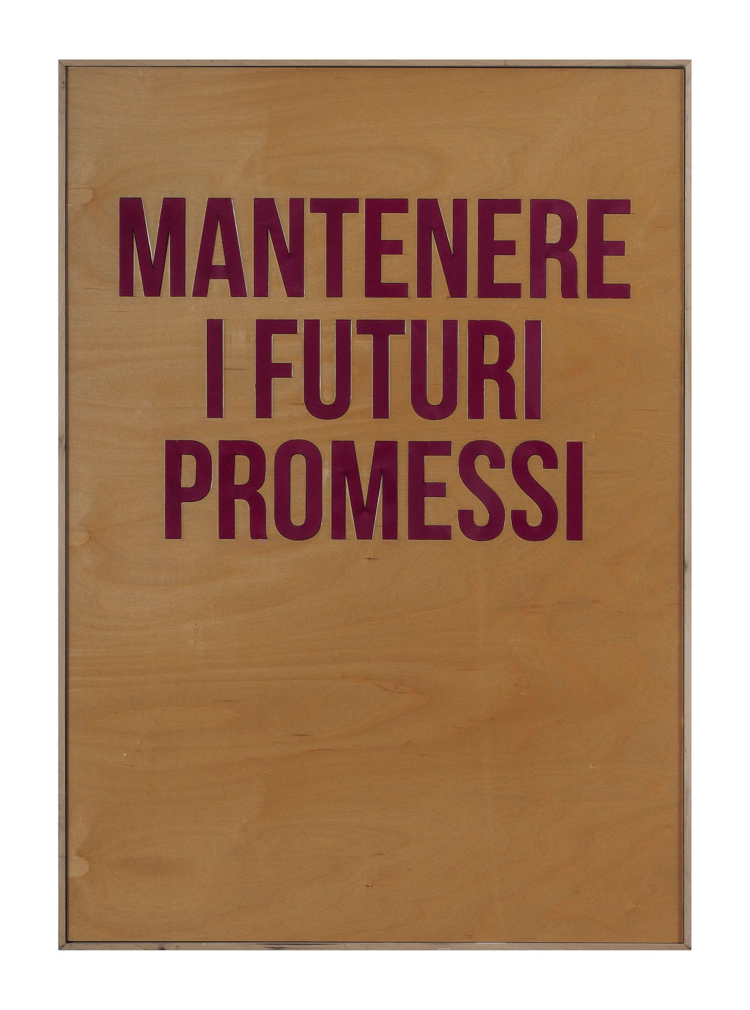Mario Consiglio, Keeping Promised Futures (Lycra, Holz und Harz, 100 x 70 cm, nach einem kurzen Gedicht von Davide Banda). Foto: Andrea Adriani