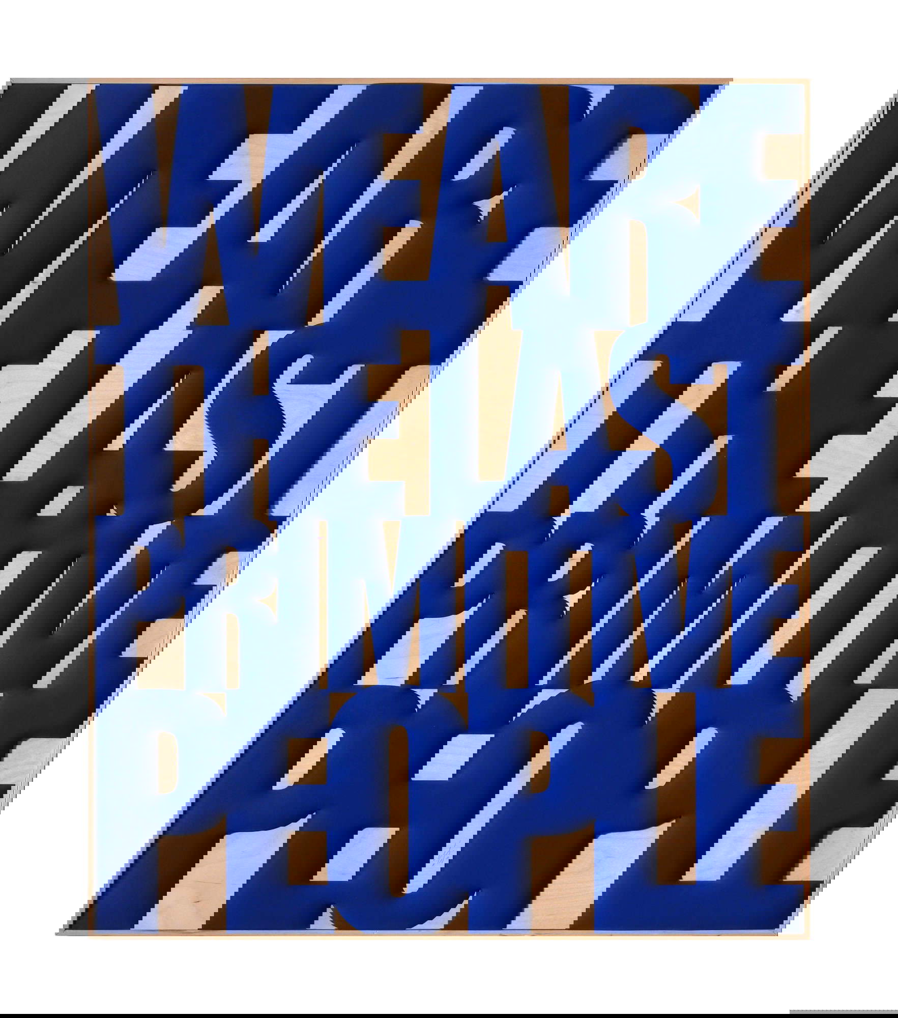 Mario Consiglio, Wir sind die letzten Primitiven (2017; Lycra-Holzschaum, Kurzgedicht von Davide Banda, 121 x 101 cm)