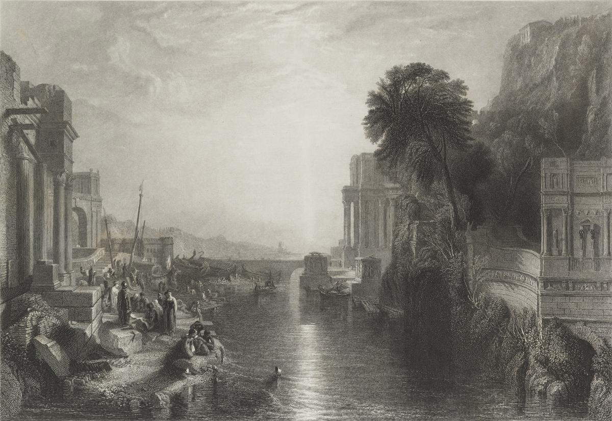 By Joseph Mallord William Turner, Dido Builds Carthage (1859-1861; etching on paper; London, Tate) By Joseph Mallord William Turner, Dido Builds Carthage (1859-1861; etching on paper; London, Tate)