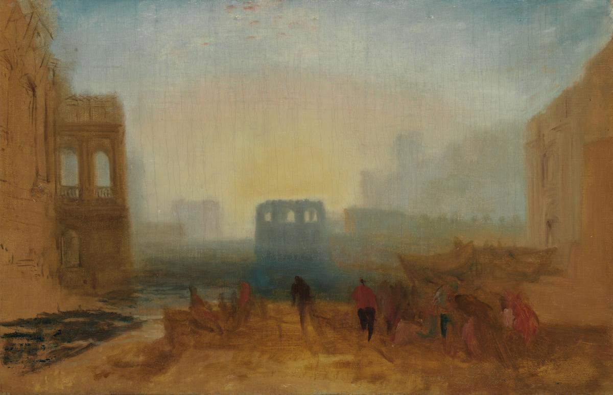 Joseph Mallord William Turner, Port Scene in the Manner of Claude: Study for  Joseph Mallord William Turner, Port Scene in the Manner of Claude: Study for