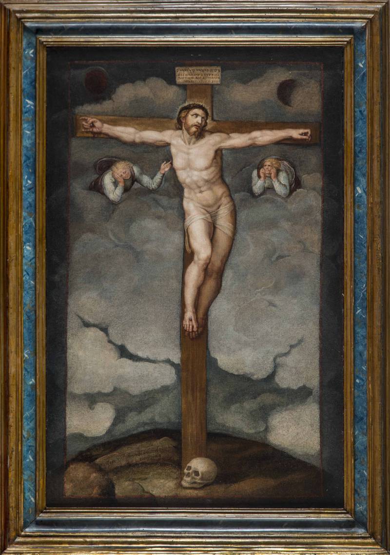 Marcello Venusti, Christ crucifié (XVIe siècle ; huile sur toile, 91 x 58 cm ; Ravenne, musée d'art de la ville)