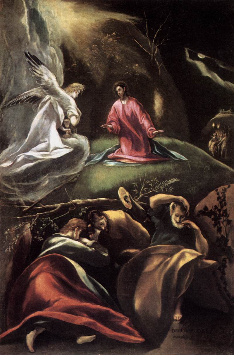 El Greco, Oraison au jardin (vers 1597-1607 ; huile sur toile, 169 x 112 cm ; And&uacute;jar, Santa Mar&iacute;a de la Mayor)