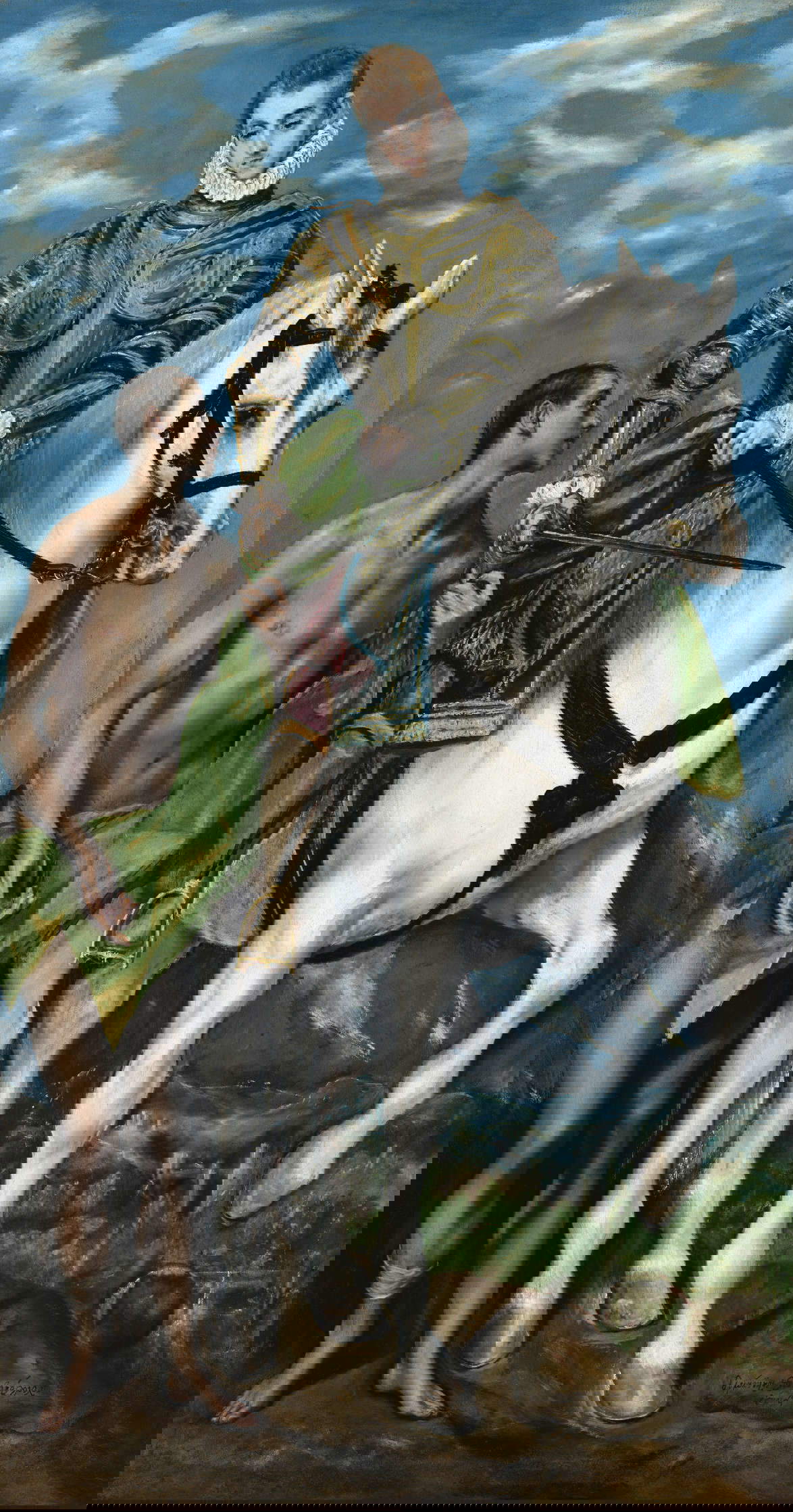 El Greco, Saint Martin et le mendiant (1597-1599 ; huile sur toile, 193,5 x 103 cm ; Washington, National Gallery of Art, Wiedener Collection, inv. 1942.9.25)