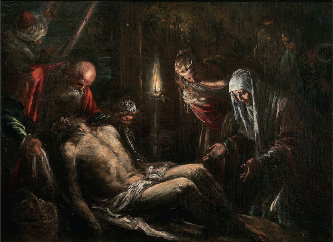 Jacopo Bassano, Déposition de croix (vers 1590 ; huile sur toile, 59,5 x 75,5 cm ; Lisbonne, Museu Nacional de Arte Antiga, inv. 1641 Pint.)