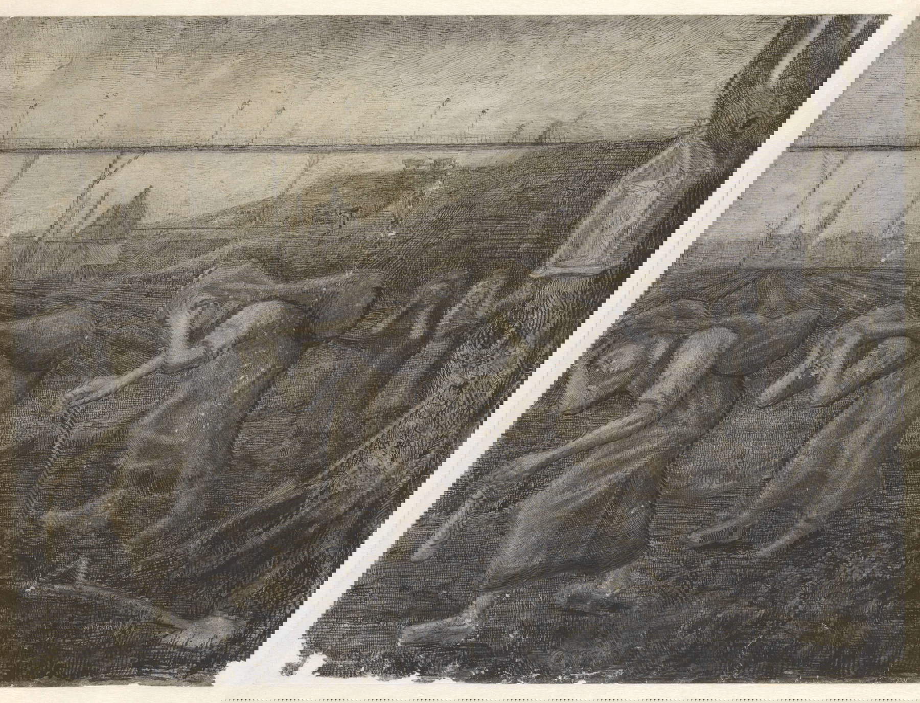 Vincent van Gogh, Les porteurs du fardeau (avril 1881 ; crayon, plume avec de l'encre probablement décolorée et aquarelle opaque sur papier vergé bleu, 475 x 630 mm ; Otterlo, Kröller-Müller Museum, inv. KM 122.865 RECTO) Vincent van Gogh, Les porteurs du fardeau (avril 1881 ; crayon, plume avec de l'encre probablement décolorée et aquarelle opaque sur papier vergé bleu, 475 x 630 mm ; Otterlo, Kröller-Müller Museum, inv. KM 122.865 RECTO)