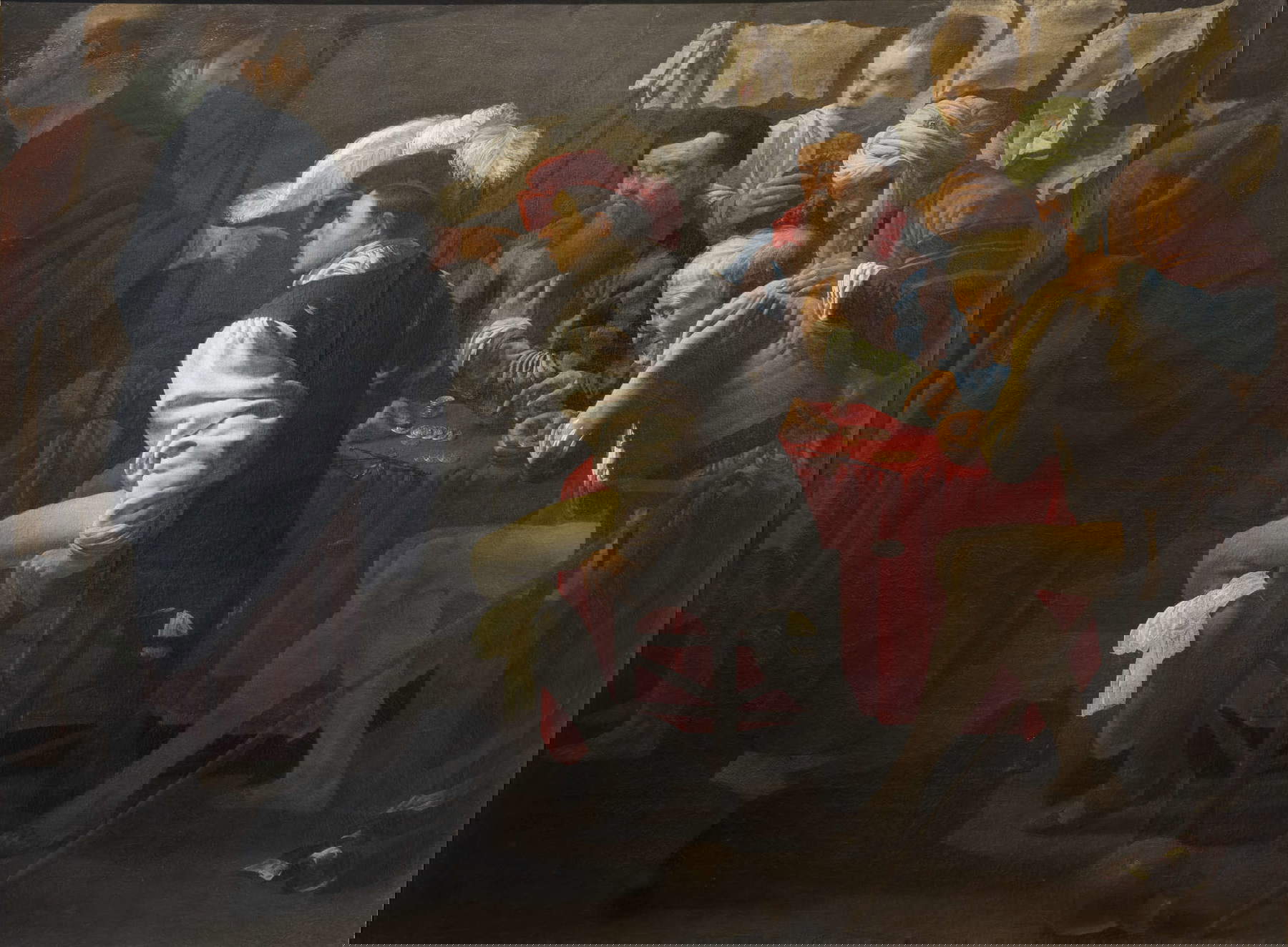 Hendrick ter Brugghen, Llamada de Mateo (1620; óleo sobre lienzo, 152 x 195 cm; Le Havre, Mus&eacute;e d'art moderne Andr&eacute; Malraux)