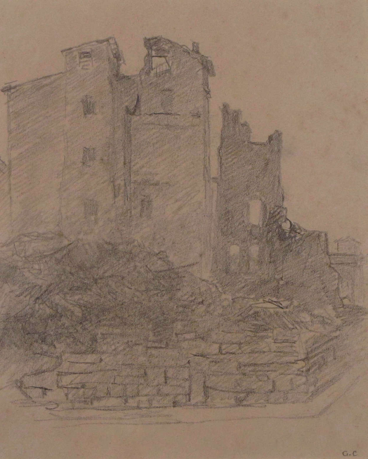 Galileo Chini, Ruins of Florence (1944-1945; pencil on paper, 265 x 205 mm; Private collection) Galileo Chini, Ruins of Florence (1944-1945; pencil on paper, 265 x 205 mm; Private collection)