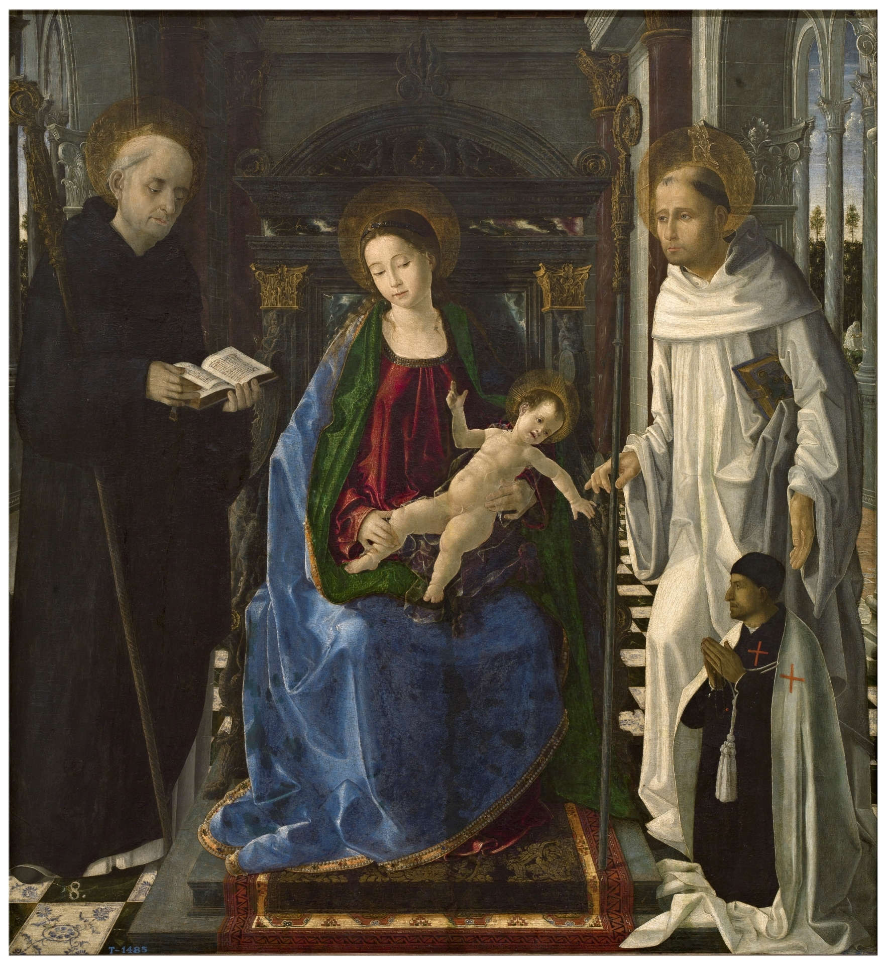 Paolo di San Leocadio, Vierge du chevalier de Montesa (après 1482 ; huile sur panneau, 102 x 96 cm ; Madrid, Prado) Paolo di San Leocadio, Vierge du chevalier de Montesa (après 1482 ; huile sur panneau, 102 x 96 cm ; Madrid, Prado)